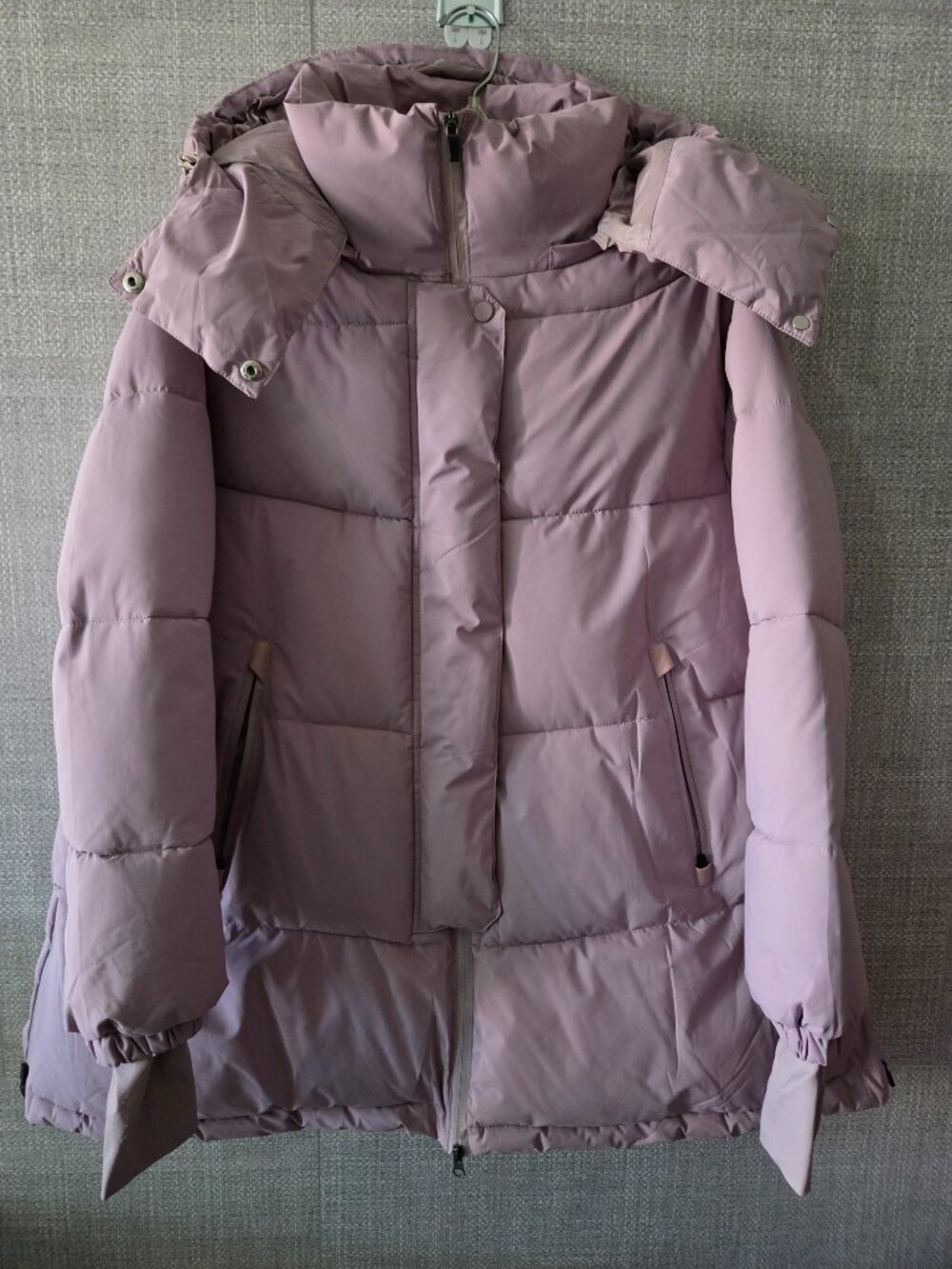 TSD 12 light pink women's hooded mid-length puffer jacket size 12